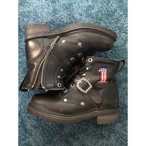 Harley Davidson PATRIOT NUMBER 1 SIDE ZIP LEATHER RIDING BOOTS WMNS 7.5